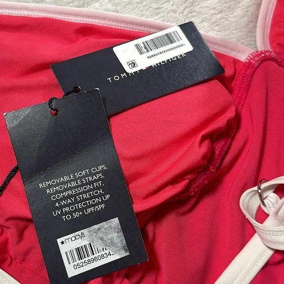 Tommy Hilfiger Swimsuit One Piece Watermelon Pink Colorblock size 8 NEW - Picture 12 of 16